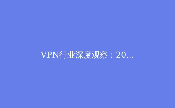 VPN行业深度观察：2024年隐私保护与网络自由的关键技术与趋势解析